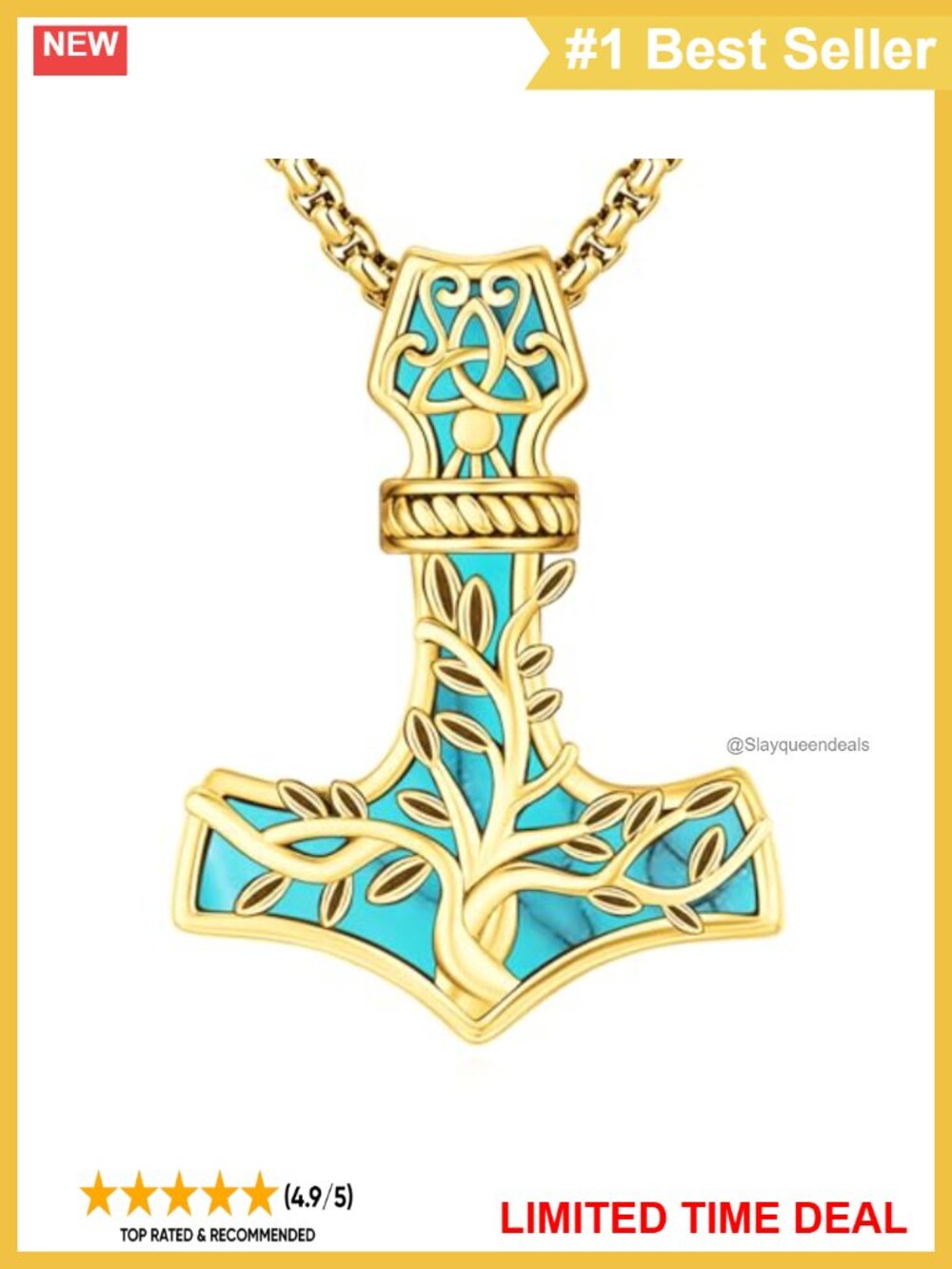 Sterling Silver Celtic Cross Necklace Mjolnir Pendant 20in